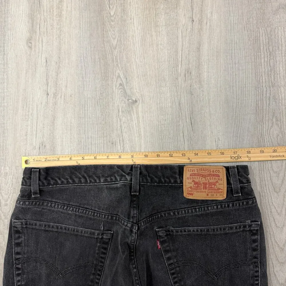 Vintage Levis 550 Jeans Men's 38x36 Black Relaxed Fit Denim 2000 Western Rodeo